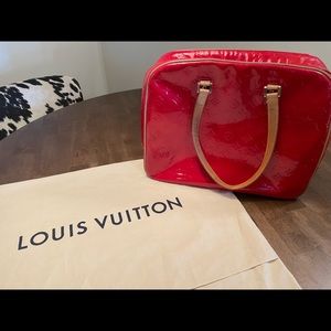 Louis Vuitton Patent Leather Red Satchel M91080. Lightly used condition.